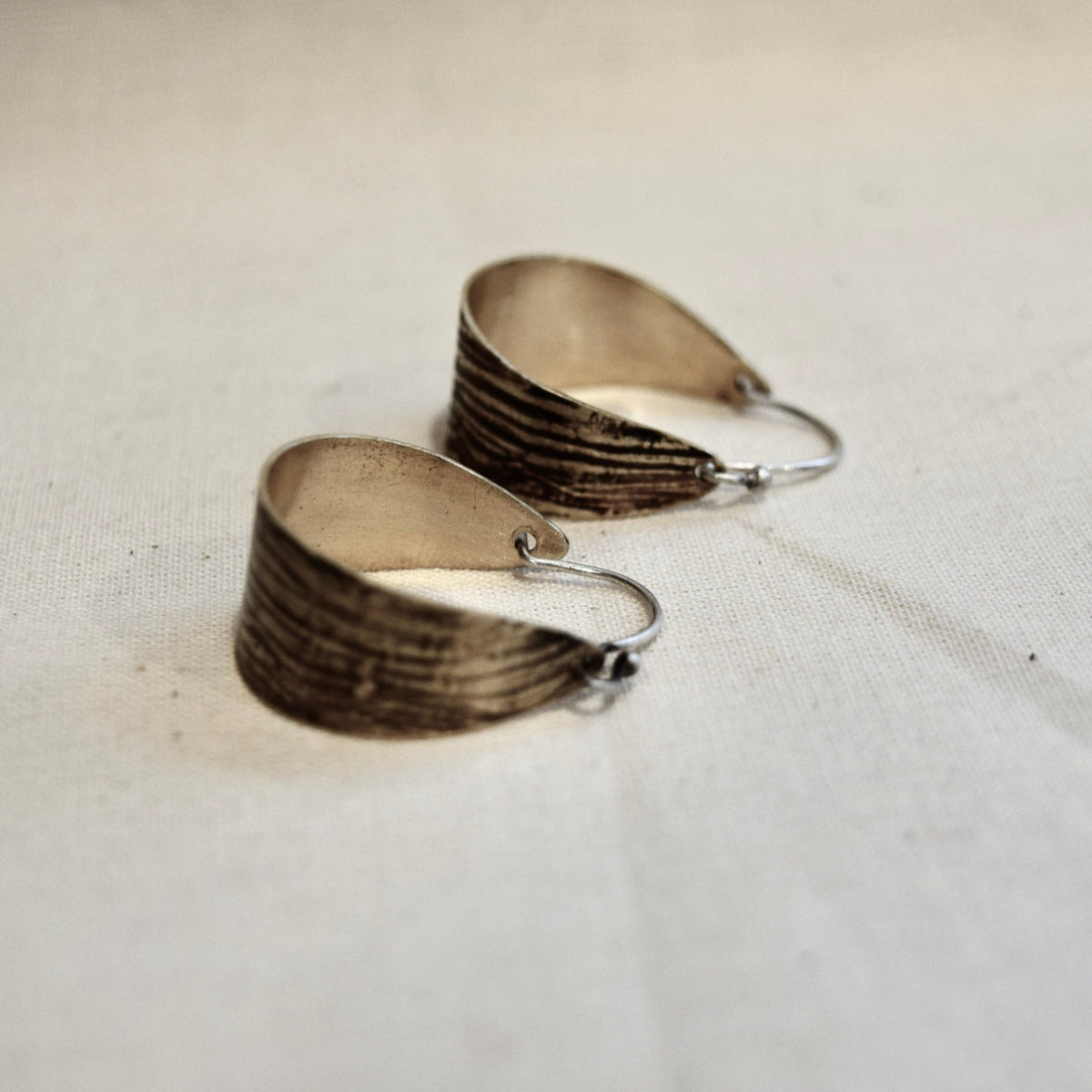Woodland Hoop Earring: Brass or Sterling Silver