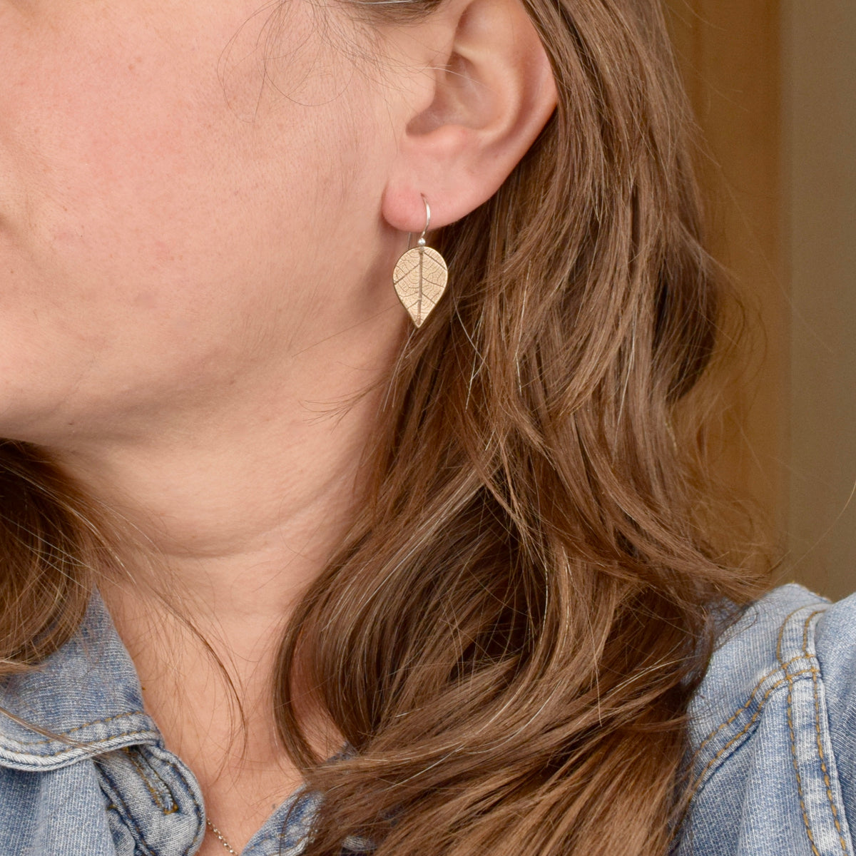 Pressed Leaf Dangle Earrings