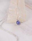 Light Purple Tanzanite Necklace | High Dome Gemstone Pendant | Sparkling Zircon Strand on Silk | One of a Kind | Handmade Sterling Silver