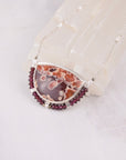 Hornitos Poppy Jasper Necklace | Purple Garnet Saucer Beads | Suspended Gemstone Pendant | One of a Kind | Handmade Sterling Silver