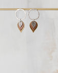 Graduated Leaf Dangle Earrings, Mixed Metal Sterling Silver Brass Copper, Handmade Post Back Earrings
