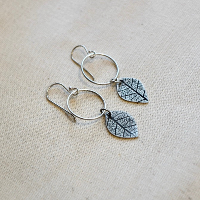 Leaf Moon Earring: Sterling Silver or Brass