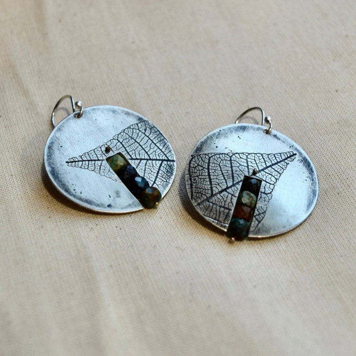 Centered Leaf Earring: Brass or Sterling Silver