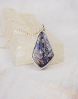 Blue Plume Agate Doublet Necklace | Copper Inclusions | One of a Kind Gemstone Pendant | Handmade Sterling Silver