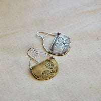Hydrangea Basket Earring: Brass or Sterling Silver