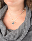 Blue Kyanite Necklace | Oval Gemstone Pendant | Rice Freshwater Pearls | One of a Kind | Handmade Sterling Silver