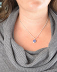 Light Purple Tanzanite Necklace | High Dome Gemstone Pendant | Sparkling Zircon Strand on Silk | One of a Kind | Handmade Sterling Silver
