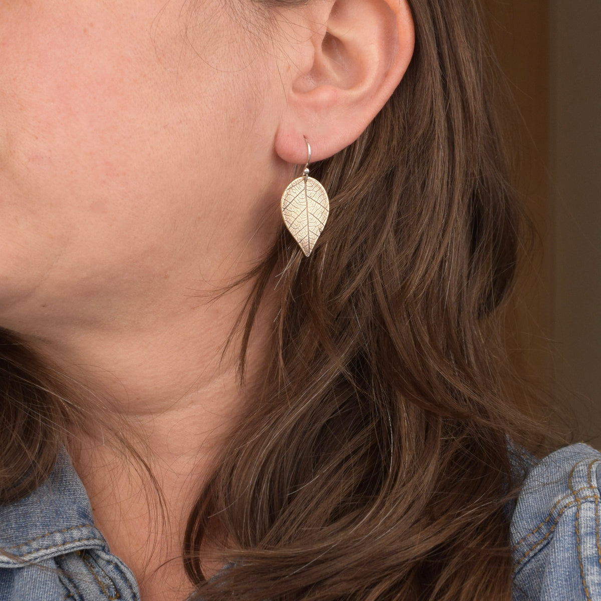 Pressed Leaf Dangle Earrings