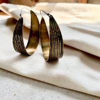 Woodland Hoop Earring: Brass or Sterling Silver
