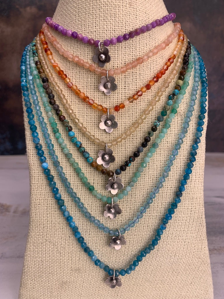 Canyon Blossom  Necklace with Teal Blue Apatite