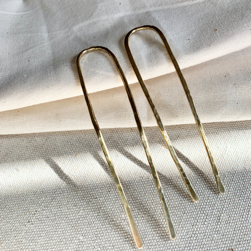 Hammered French Hair Pin Set