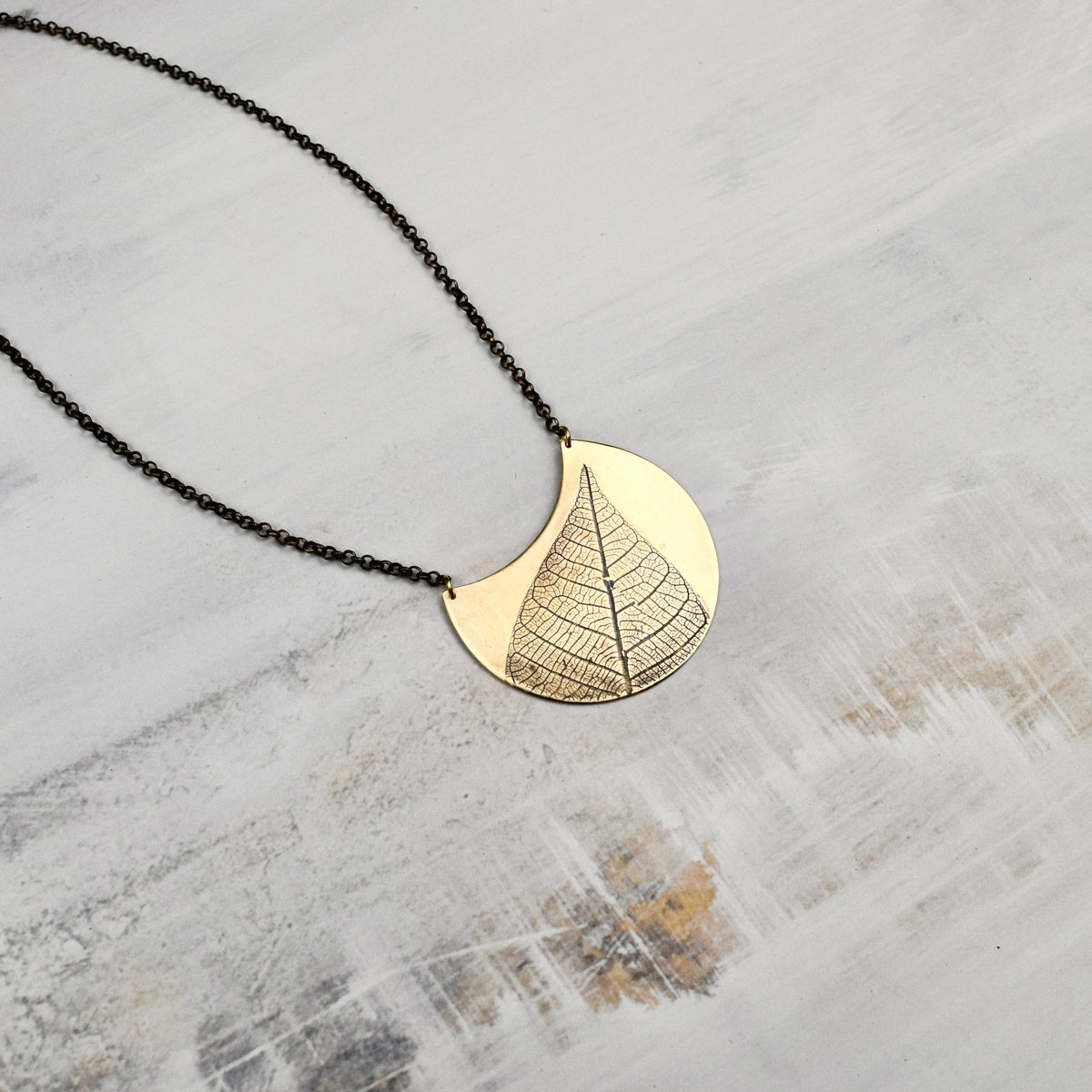 Turning Leaf Crescent Necklace