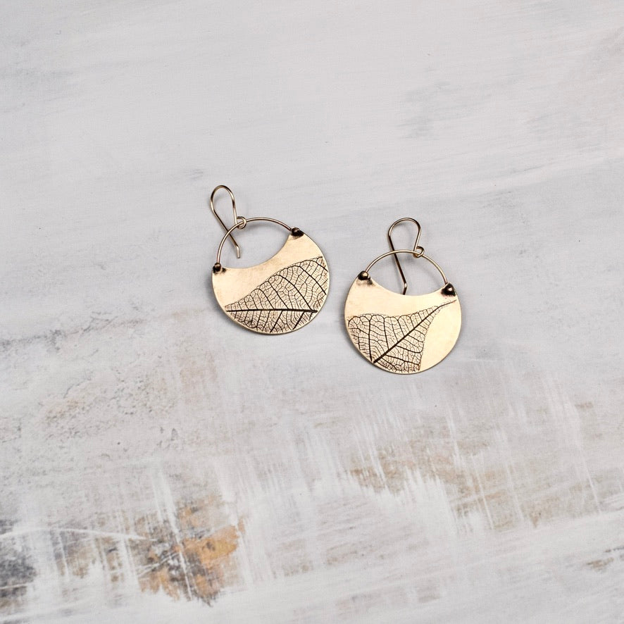 Turning Leaf Crescent Earrings