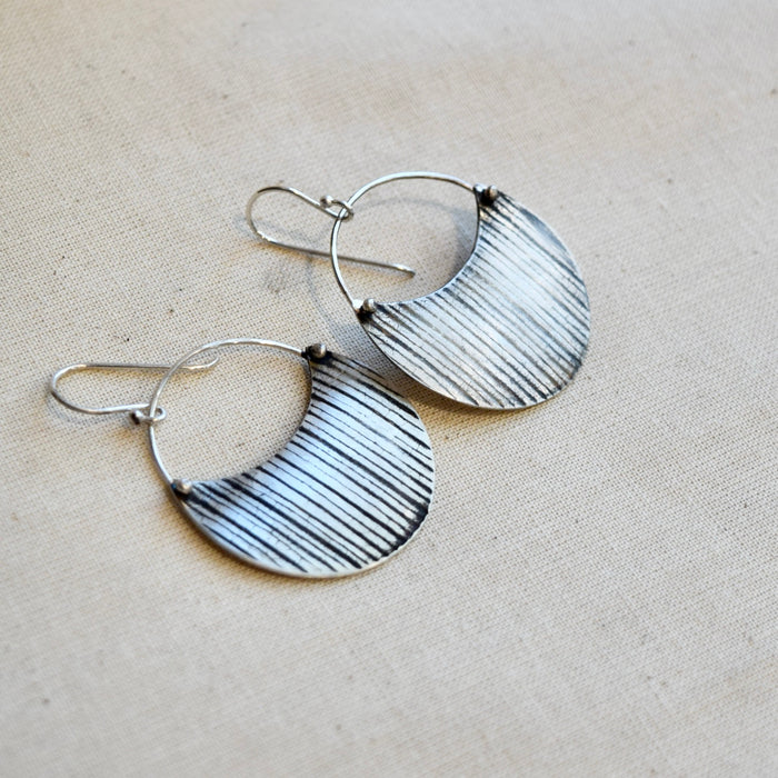 Woodland Crescent Earring: Sterling Silver or Brass