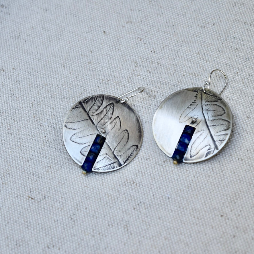 Centered Fern Earring: Brass or Sterling Silver