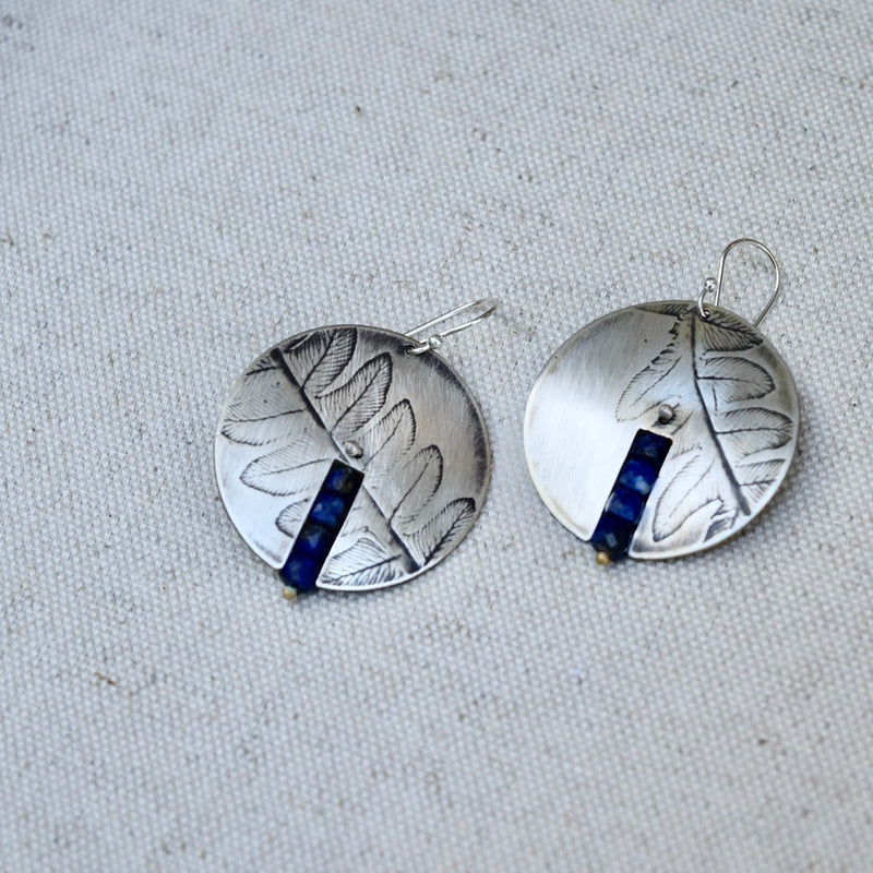 Centered Fern Earring: Brass or Sterling Silver