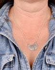 Pressed Hydrangea Crescent Necklace| Hydrangea Flower Impression Necklace| Botanical Impression Jewelry