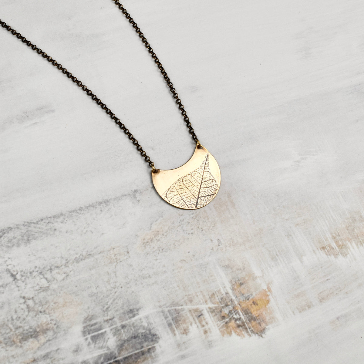 Turning Leaf Crescent Necklace