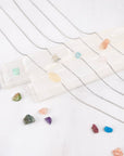 Raw Gemstone Float Necklace | Handmade Sterling Silver | Artisan Birthstone Necklace