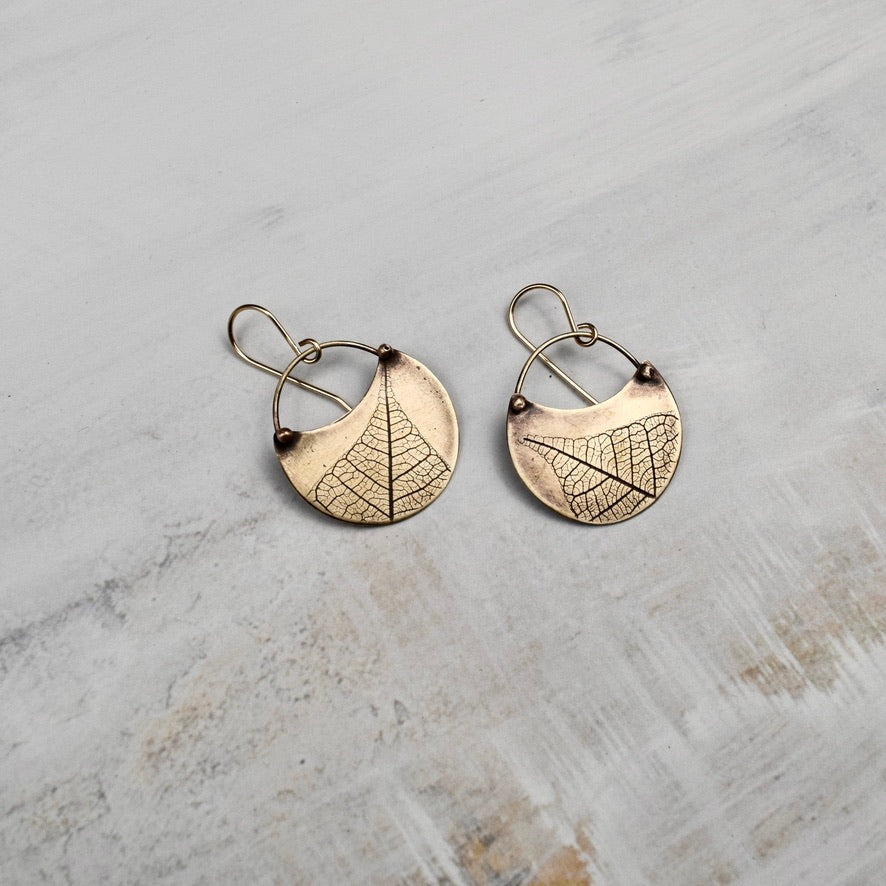 Turning Leaf Crescent Earrings