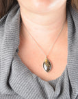 Suture Ammonite Fossil Pendant Necklace | Oak Leaf Pattern | Brown Fossil Jewelry | Handmade Sterling Silver on 18" Sterling Chain