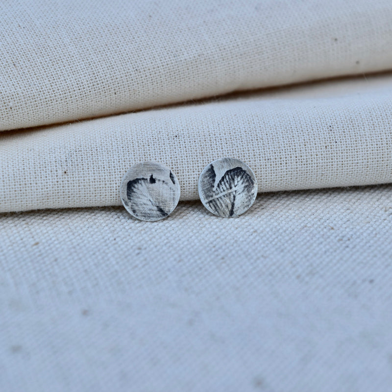 Fern Impression Sterling Silver Studs