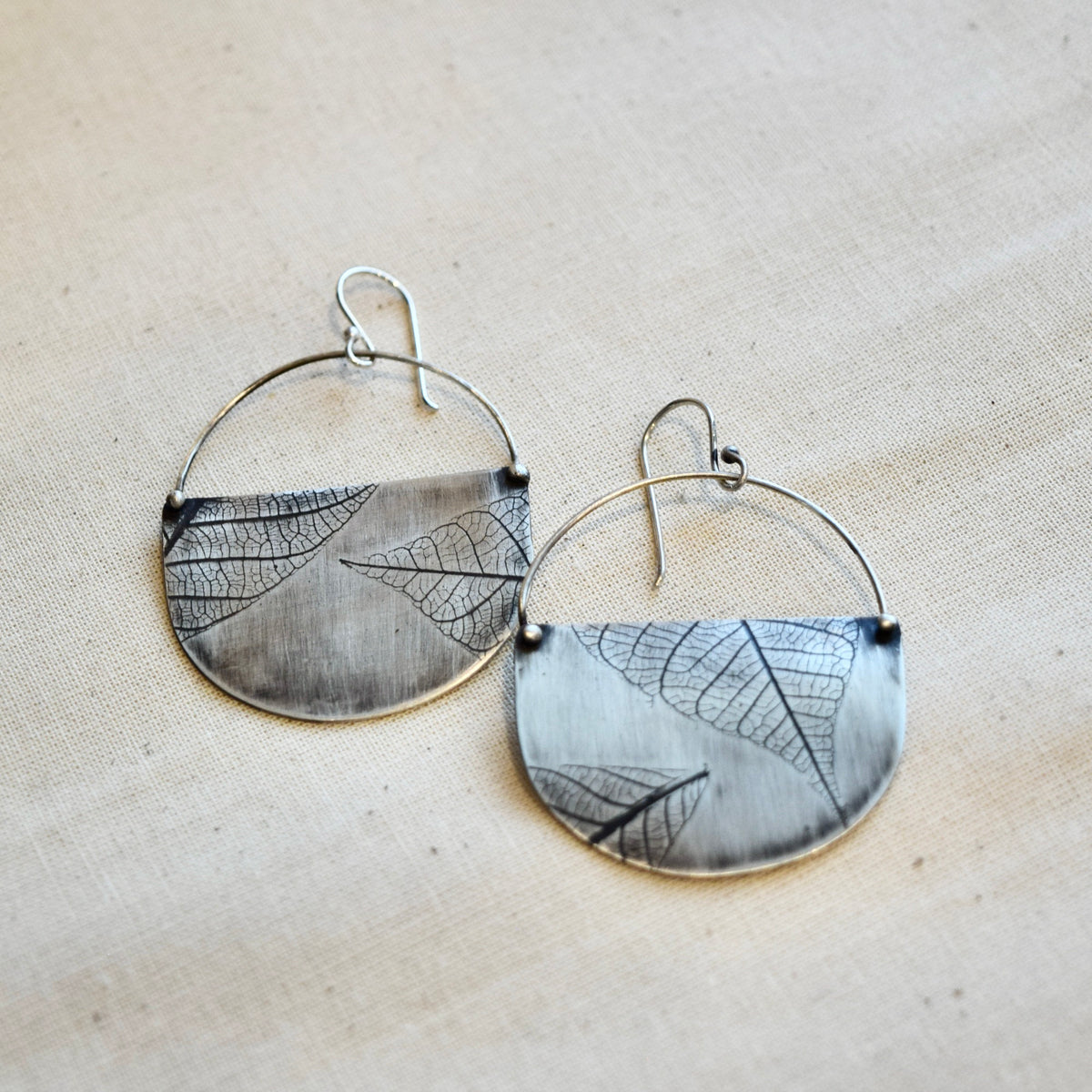 Leaf Basket Earring: Brass or Sterling Silver