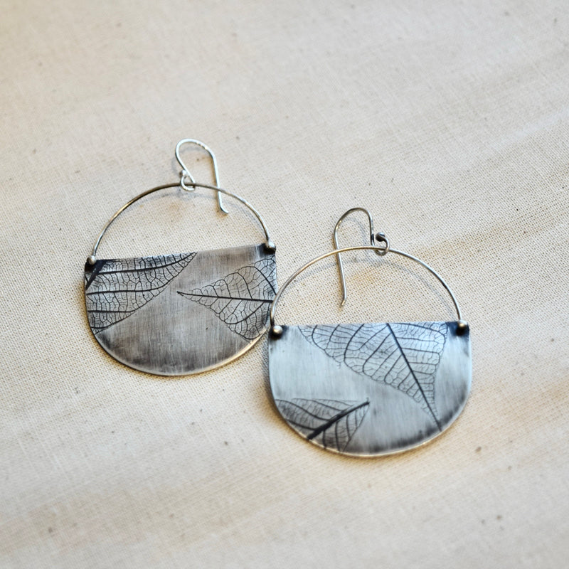 Leaf Basket Earring: Brass or Sterling Silver
