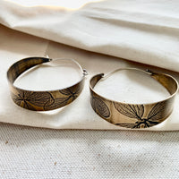 Hydrangea Hoop Earrings: Brass or Sterling Silver