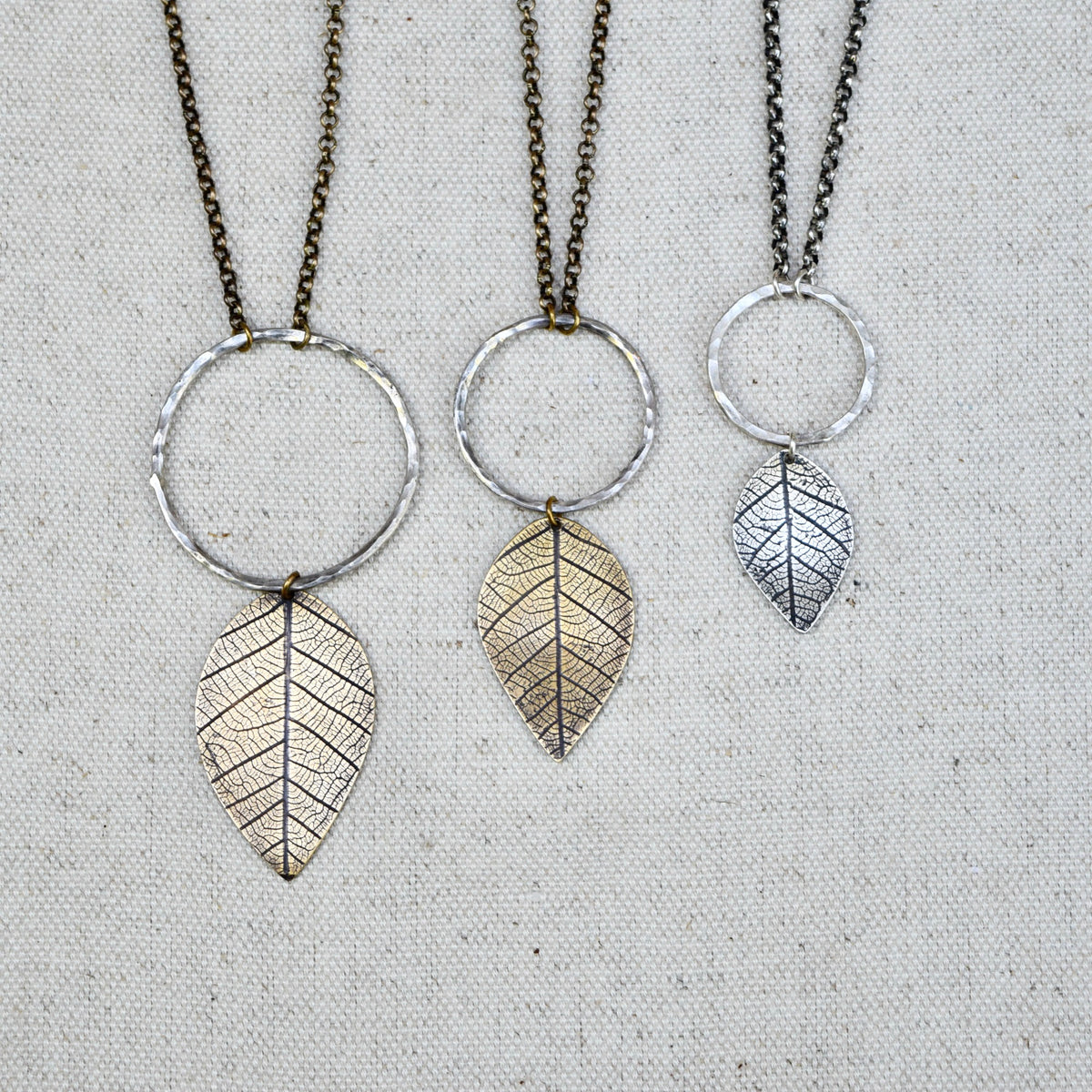 Leaf Moon Necklace: Sterling Silver or Brass