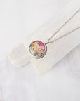Pink Plume Agate Necklace | One of a Kind Hammered Bezel | Handmade Sterling Silver Gemstone Necklace