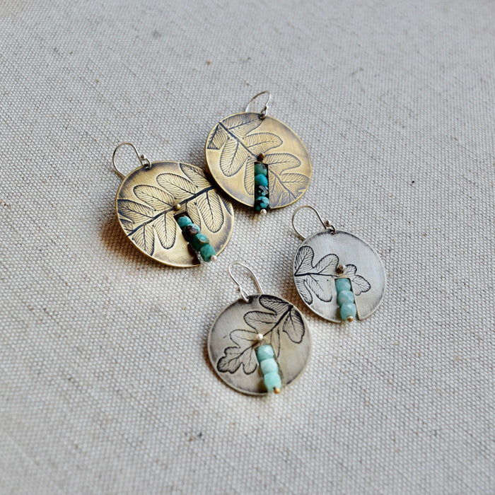 Centered Fern Earring: Brass or Sterling Silver