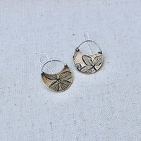 Hydrangea Crescent Earring: Sterling Silver or Brass