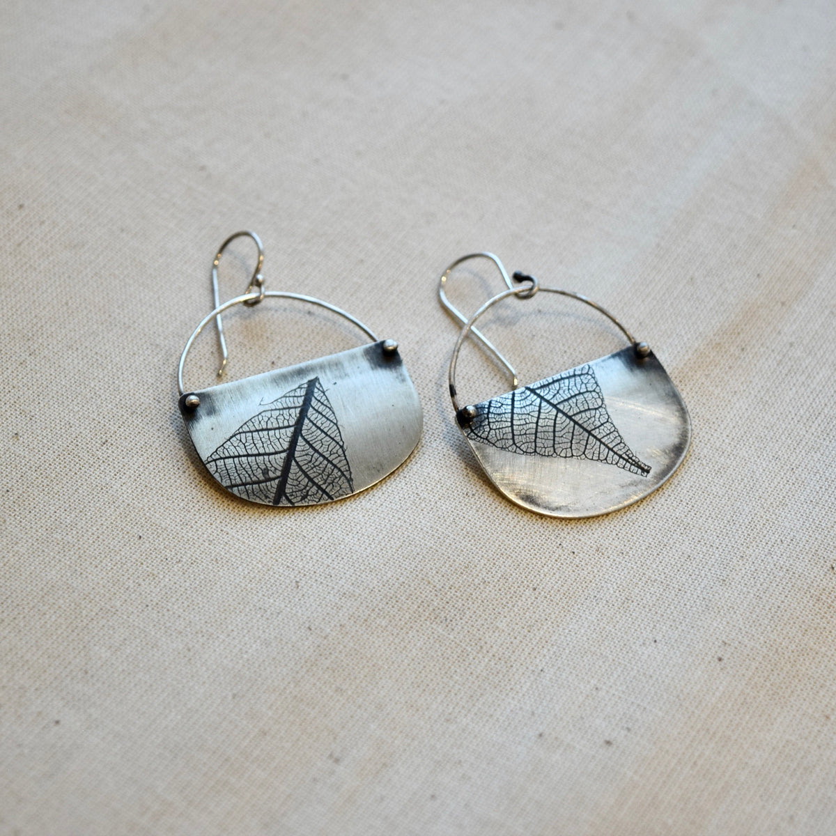 Leaf Basket Earring: Brass or Sterling Silver