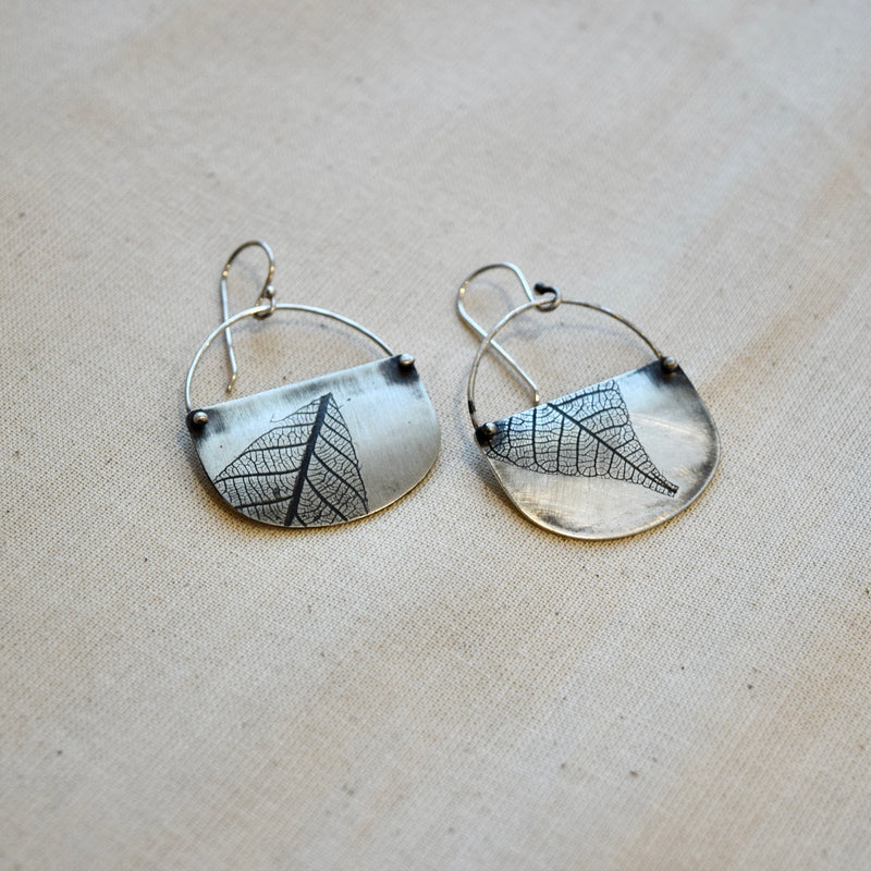 Leaf Basket Earring: Brass or Sterling Silver