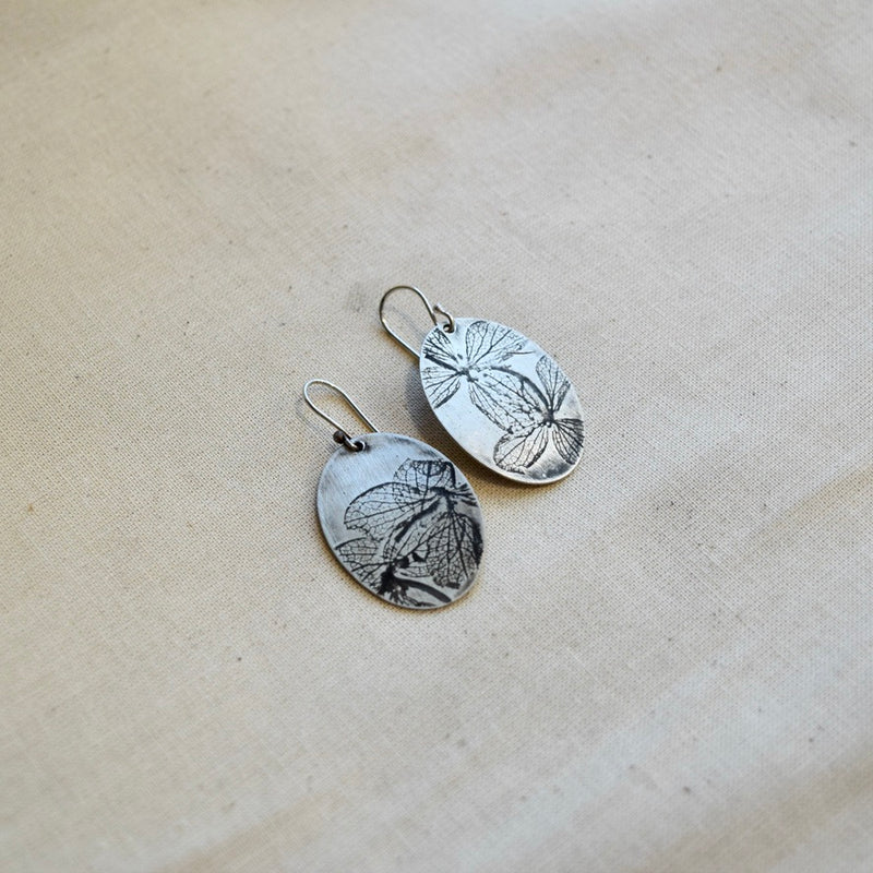 Hydrangea Ovals : Brass or Sterling Silver