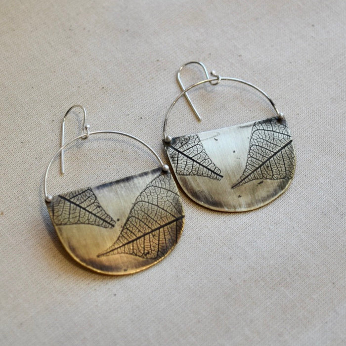 Leaf Basket Earring: Brass or Sterling Silver