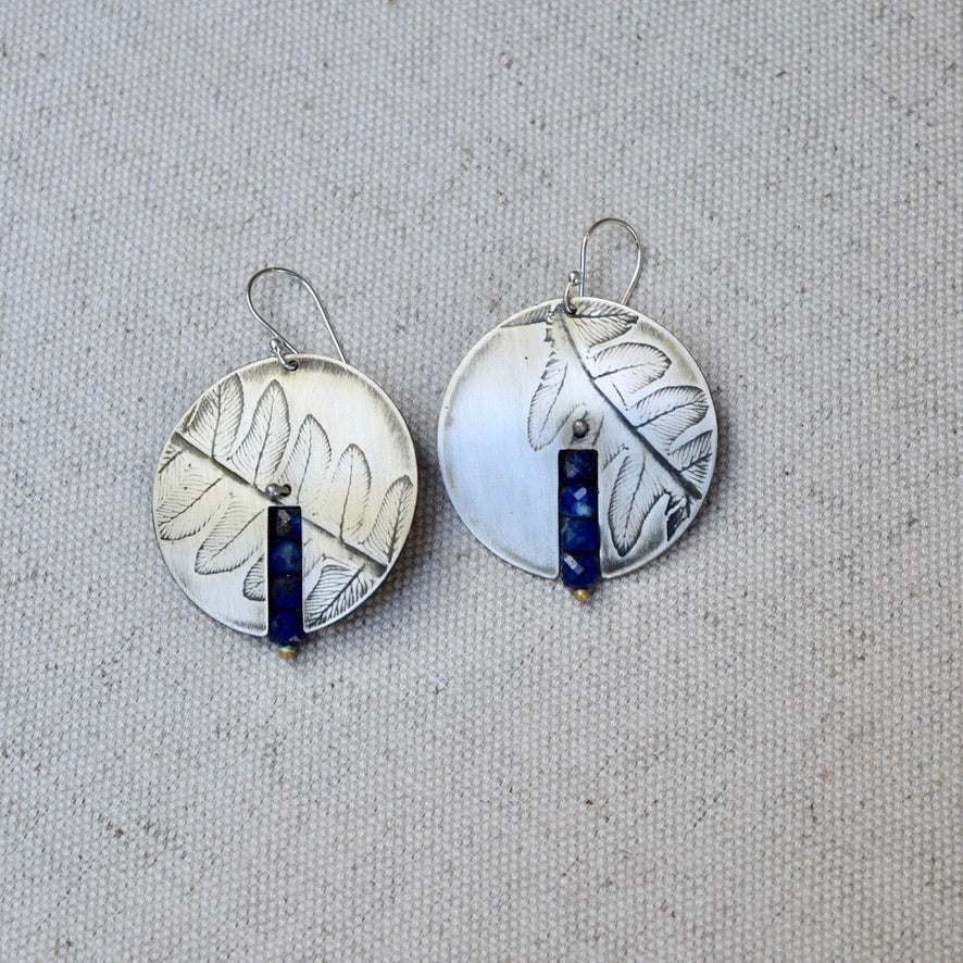 Centered Fern Earring: Brass or Sterling Silver