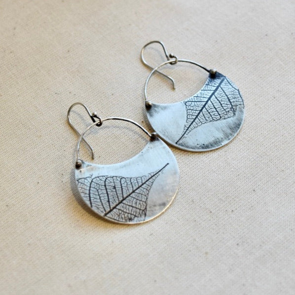 Leaf Crescent Earring: Sterling Silver or Brass