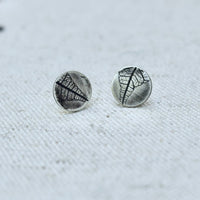 Leaf Impression Studs in Sterling Silver