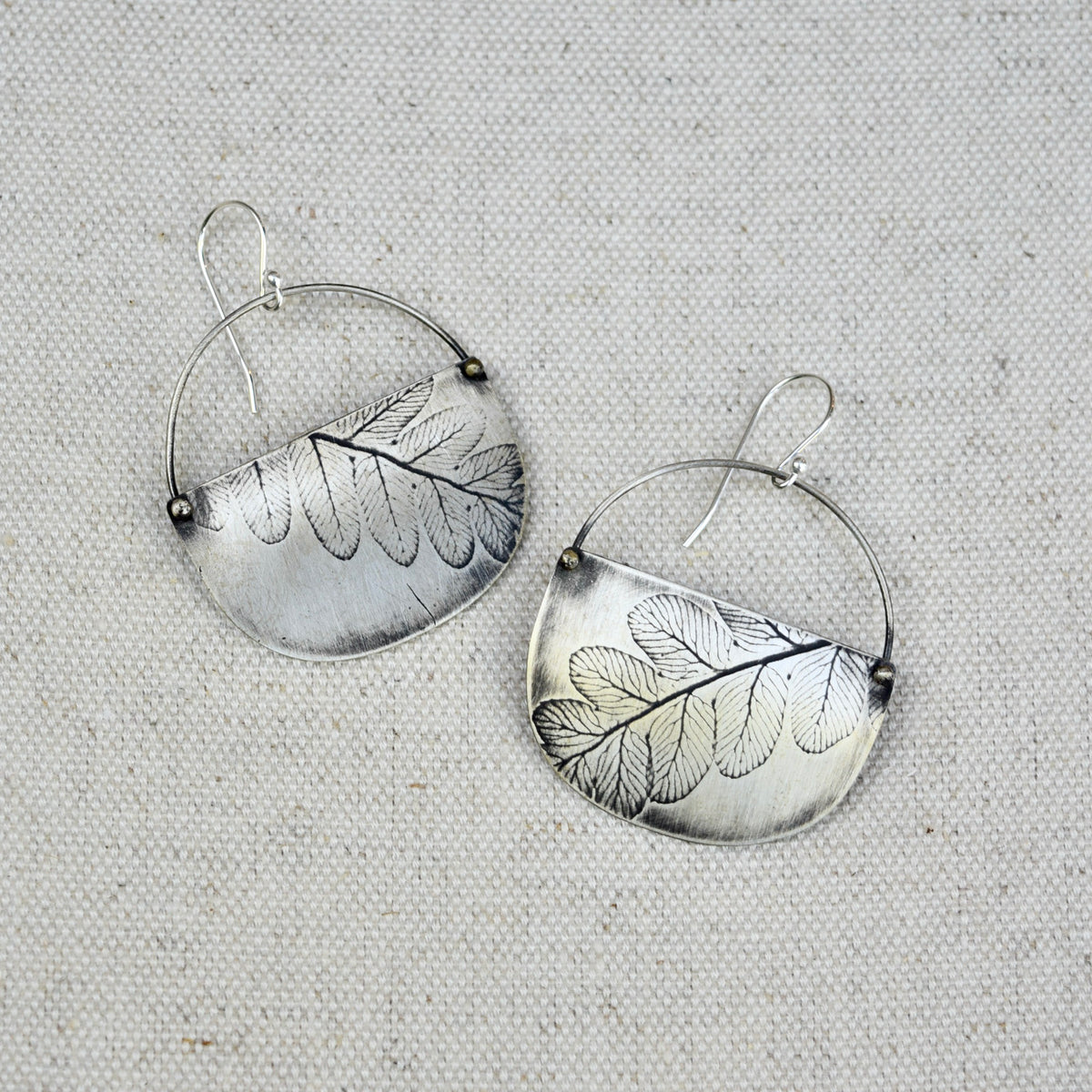 Fern Basket Earring: Sterling Silver or Brass
