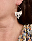 Wild Devotion Earrings, Sterling Silver Triangle Botanical Cutout Dangle