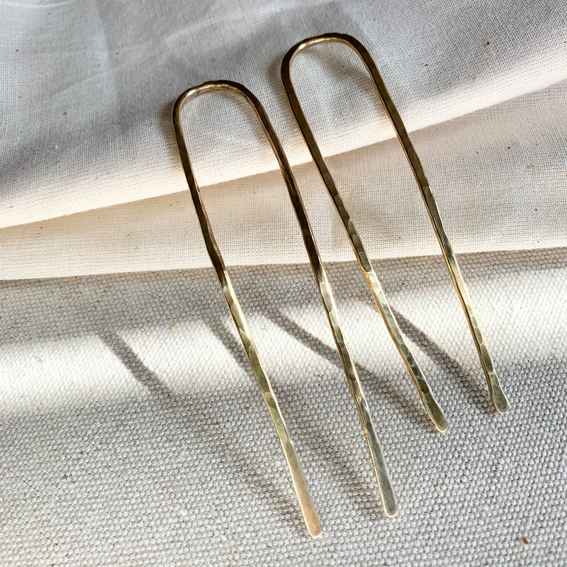 Hammered French Hair Pin Set