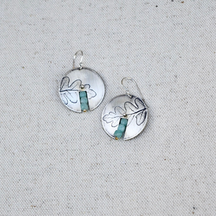 Centered Fern Earring: Brass or Sterling Silver