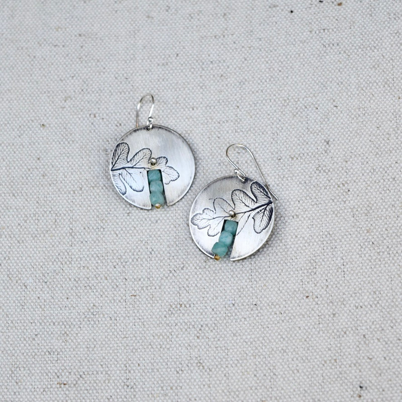 Centered Fern Earring: Brass or Sterling Silver