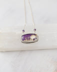Purple Plume Agate Statement Necklace with AAALepidolite Strand