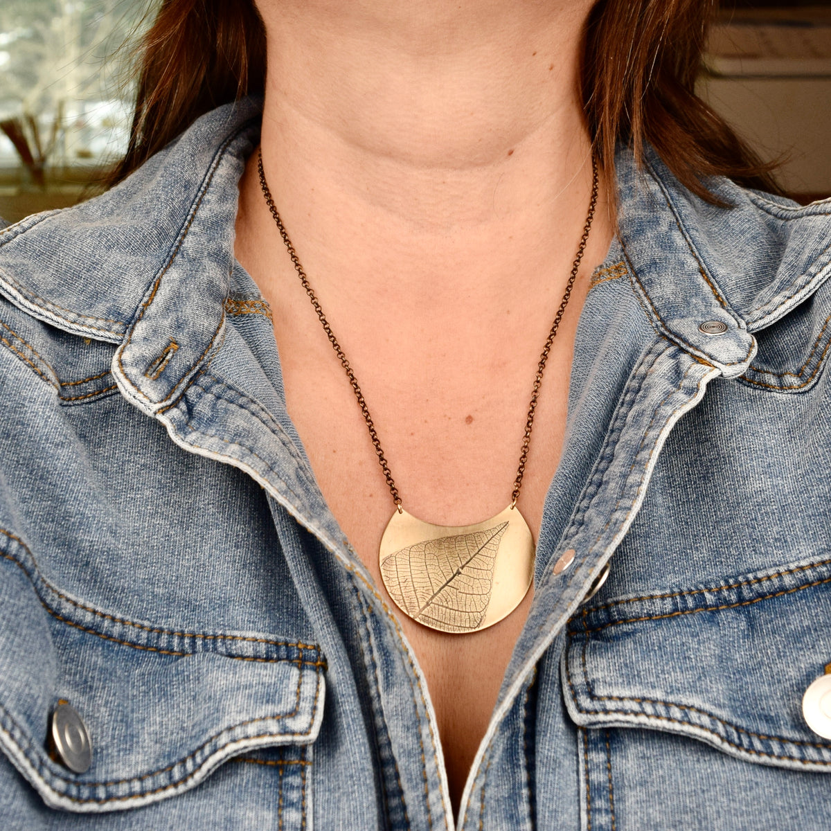 Turning Leaf Crescent Necklace