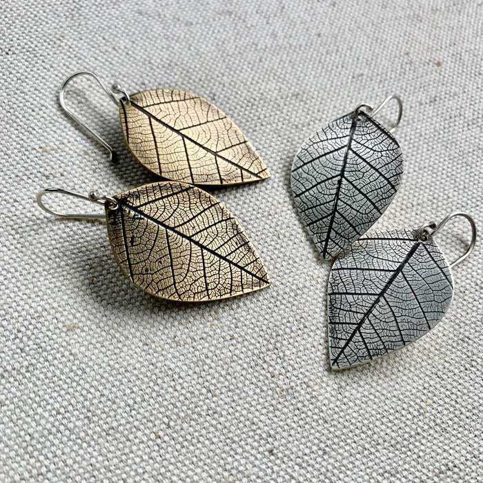Leaf Earring: Sterling Silver or Brass