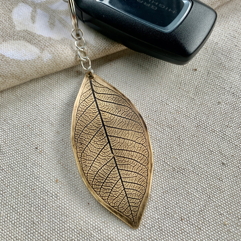 Brass Leaf Key Chain
