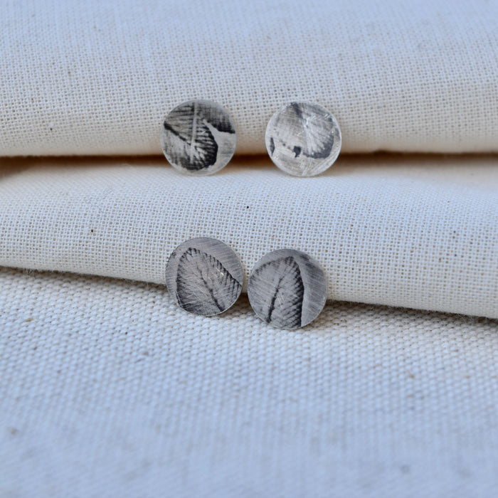 Fern Impression Sterling Silver Studs